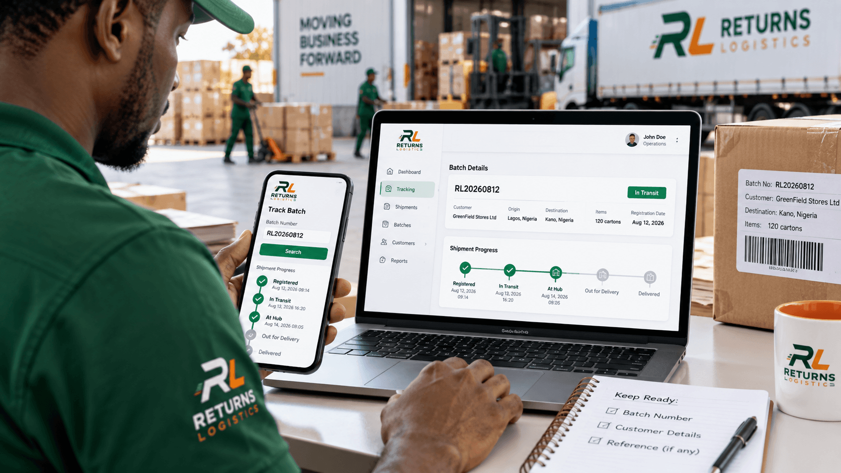 Returns Logistics batch tracking placeholder